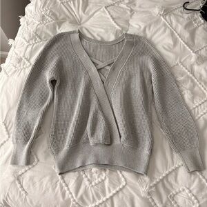 Women's Gray Sweater w/ Open Back